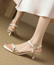 Black Sheepskin Splicing High Heels Sandals Peep Toe