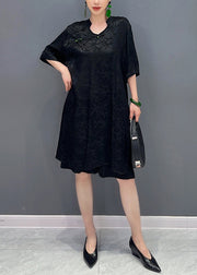 Black Shirts And Shorts Silk Two Pieces Set Chinese Button Summer