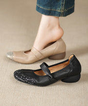 Black Splicing Comfortable Chunky Shoes Sheepskin