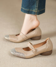 Black Splicing Comfortable Chunky Shoes Sheepskin