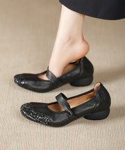 Black Splicing Comfortable Chunky Shoes Sheepskin