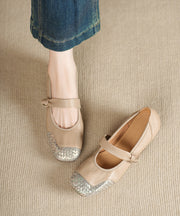 Black Splicing Comfortable Chunky Shoes Sheepskin