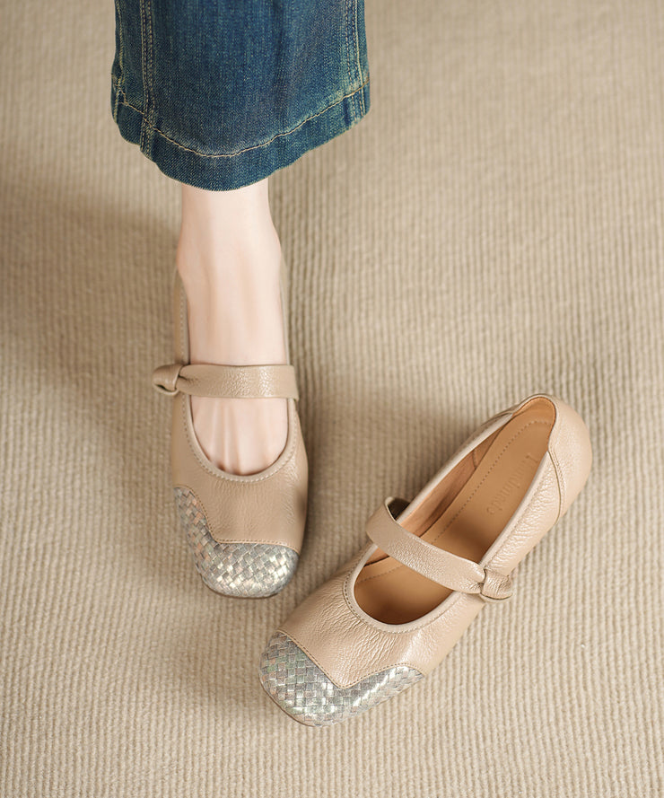 Black Splicing Comfortable Chunky Shoes Sheepskin
