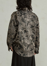 Black Stand Collar Jacquard Top Fall