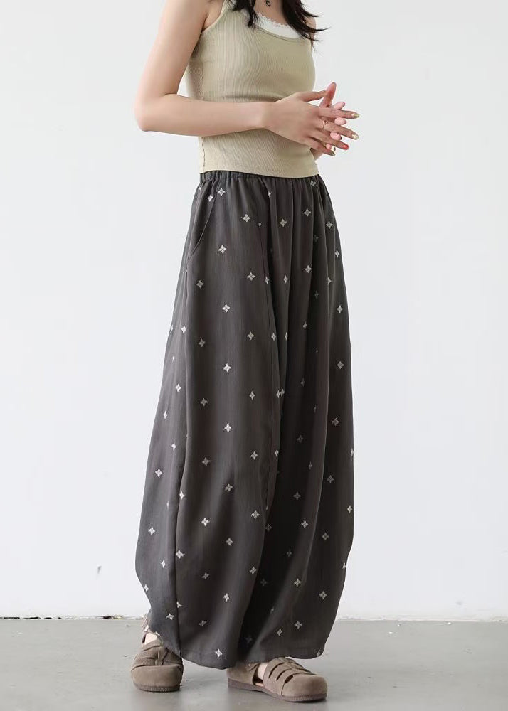 Black Star Print Cotton Wide Leg Pants Oversized Fall