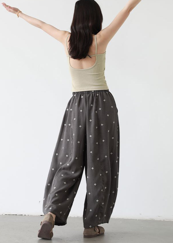 Black Star Print Cotton Wide Leg Pants Oversized Fall