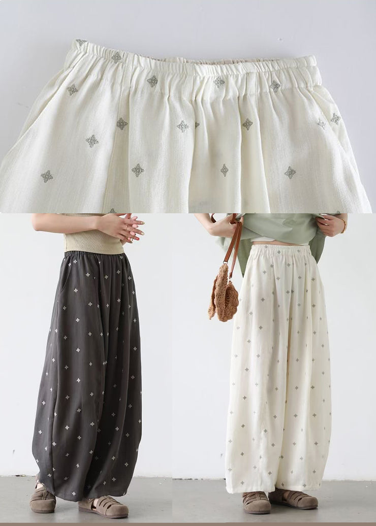 Black Star Print Cotton Wide Leg Pants Oversized Fall