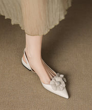 Black Suede Fitted Floral Splicing Sandals Pointed Toe
