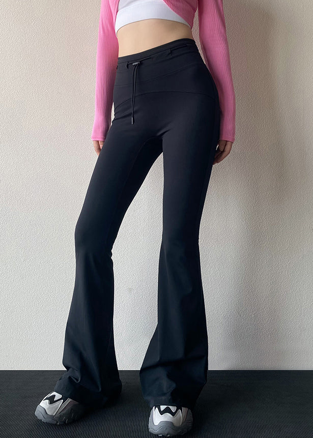 Black Tummy Control Tie Waist Flare Leggings