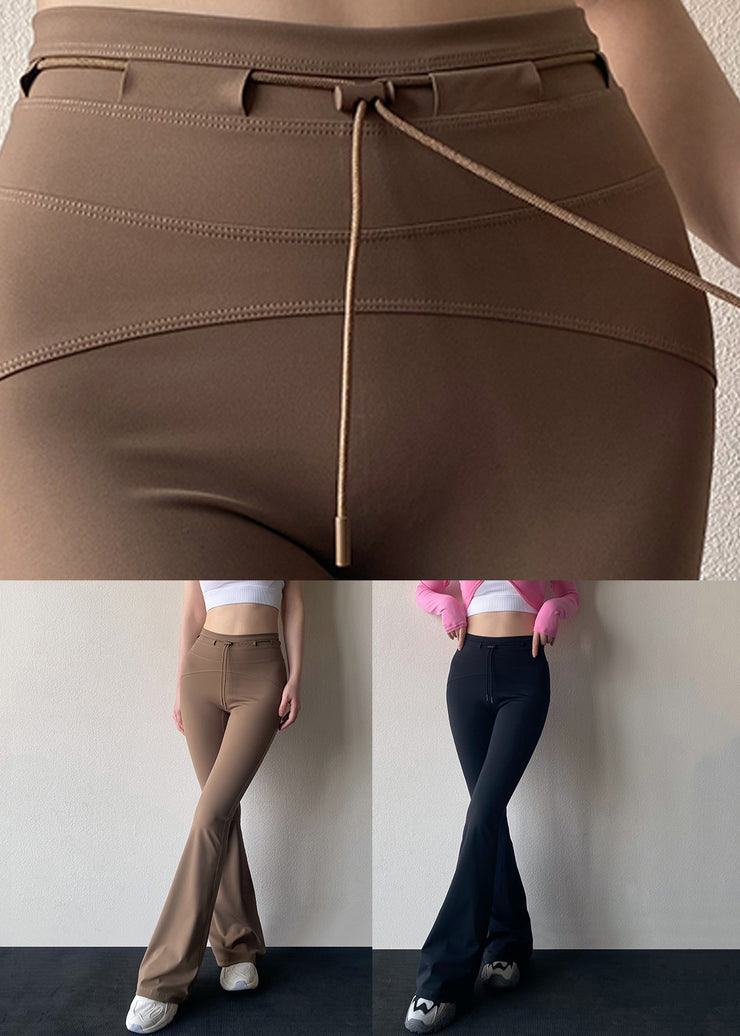 Black Tummy Control Tie Waist Flare Leggings