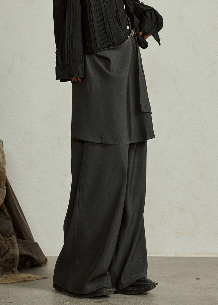Black Wrinkled High Waist Wide Leg Pants