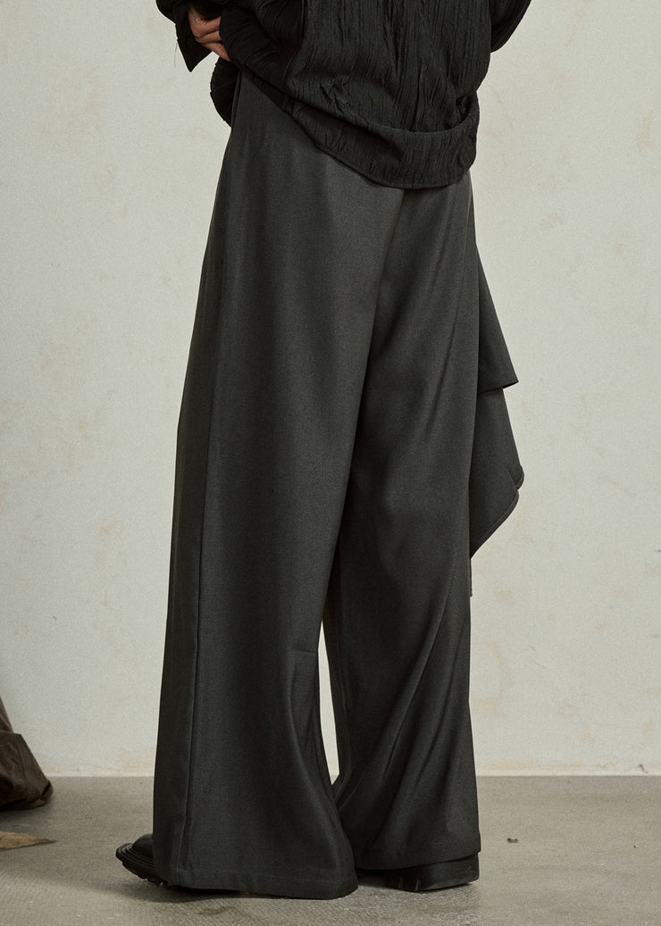 Black Wrinkled High Waist Wide Leg Pants