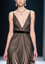 Black Zebra Pattern Chiffon Party Dresses Exra Large Hem Summer