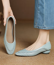Blue Chunky Sheepskin Comfortable Splicing Pointed Toe