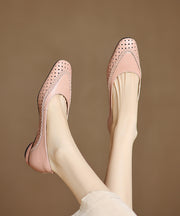 Blue Chunky Sheepskin Comfortable Splicing Pointed Toe