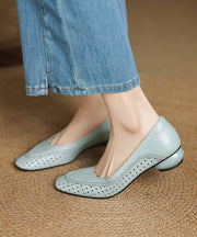 Blue Chunky Sheepskin Comfortable Splicing Pointed Toe