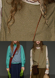 Blue Plaid O-Neck Patchwork Waistcoat Fall
