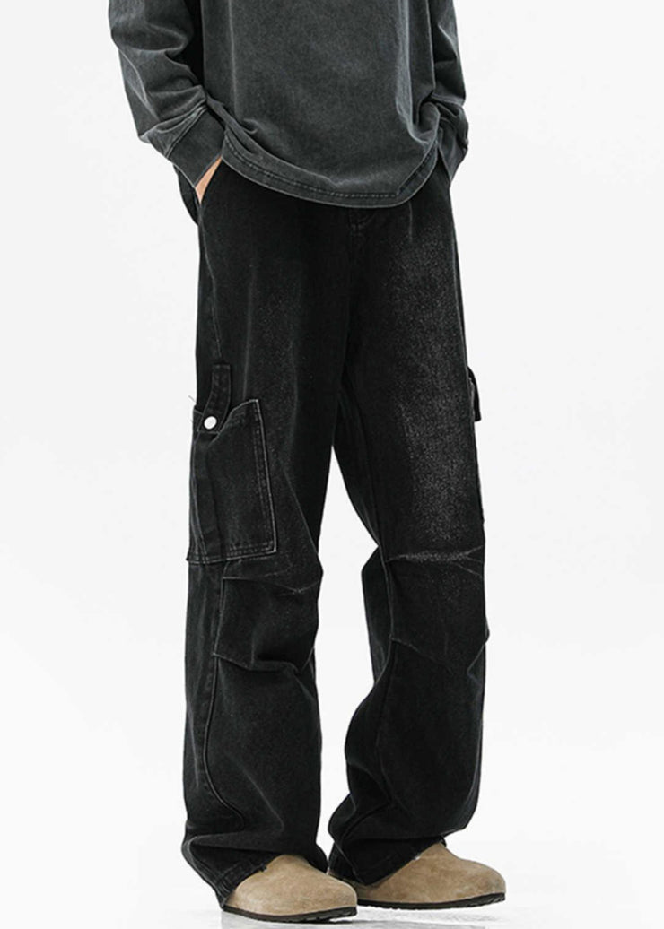 Blue Pockets Original Design High Waist Denim Men Pants Spring