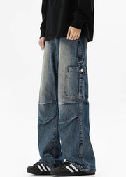 Blue Pockets Original Design High Waist Denim Men Pants Spring