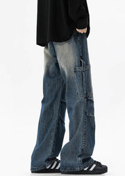 Blue Pockets Original Design High Waist Denim Men Pants Spring