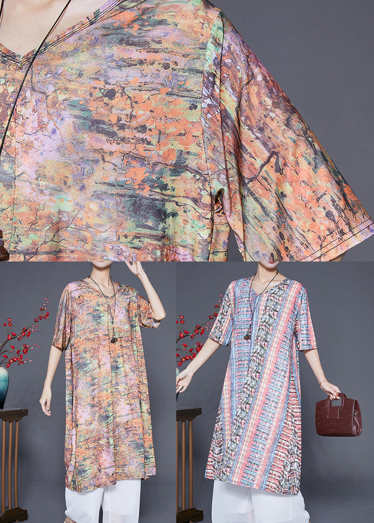 Blue Tie Dye Ice Silk Holiday Dress Oversized Summer