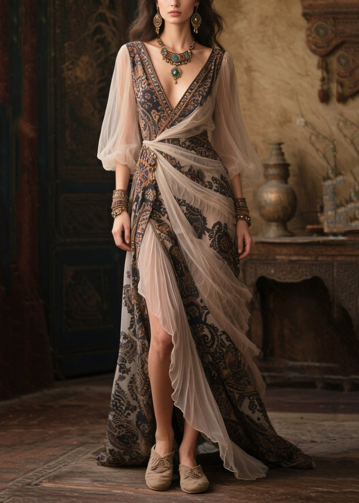 Bohemian Asymmetrical Patchwork Exra Large Hem Chiffon Dresses Summer