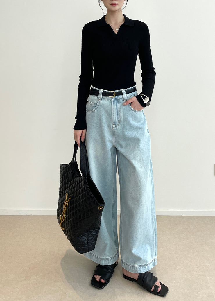 Bohemian Black V Neck Silm Fit Knit Tops Spring