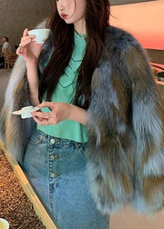 Bohemian Blue Fox Collar Leather And Fur Coats Winter