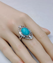 Bohemian Blue Sterling Silver Turquoise Hollow Out Rings