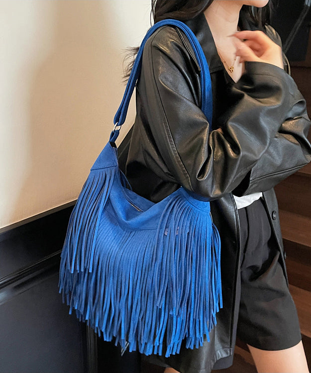Bohemian Blue Tassel Suede Large Capacity Shoulder Bag