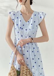 Bohemian Blue V Neck Print Tunic Maxi Dresses Summer