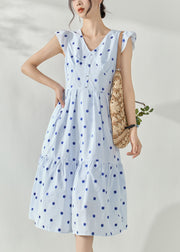 Bohemian Blue V Neck Print Tunic Maxi Dresses Summer