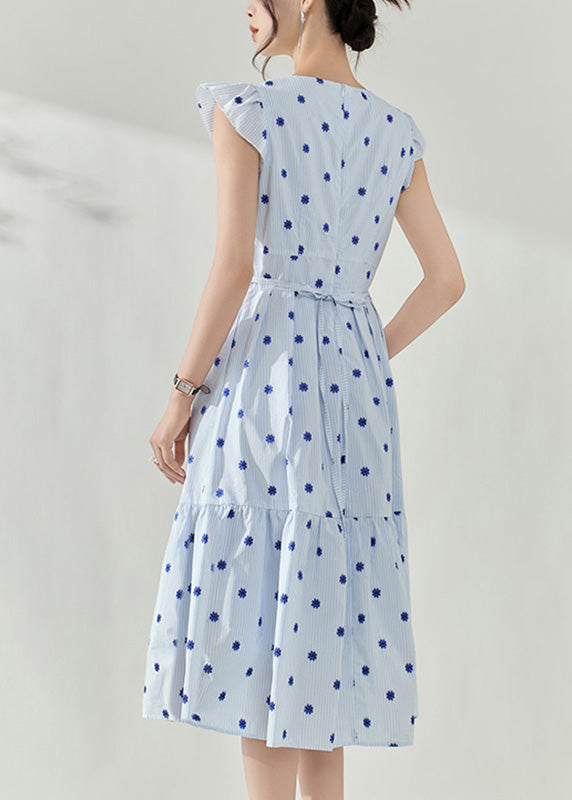 Bohemian Blue V Neck Print Tunic Maxi Dresses Summer