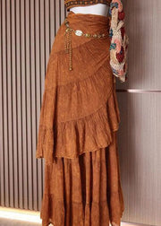 Bohemian Brown Print Tank And Skirts Cotton 2 Piece Outfit Sleeveless