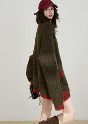 Bohemian Brown Thick Pockets Knit Loose Two Pieces Set Winter