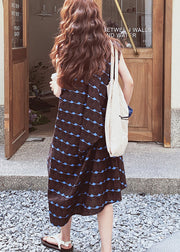 Bohemian Chocolate Oversized Print Cotton A Line Dress Sleeveless