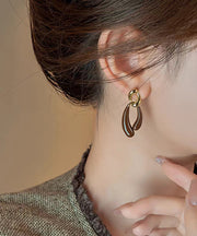 Bohemian Coffee Copper Alloy Asymmetrical Drip Glaze Drop Earrings