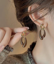 Bohemian Coffee Copper Alloy Asymmetrical Drip Glaze Drop Earrings