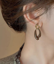 Bohemian Coffee Copper Alloy Asymmetrical Drip Glaze Drop Earrings