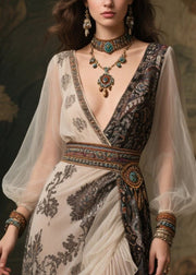 Bohemian Exra Large Hem Patchwork Ruffles Chiffon Dresses Summer