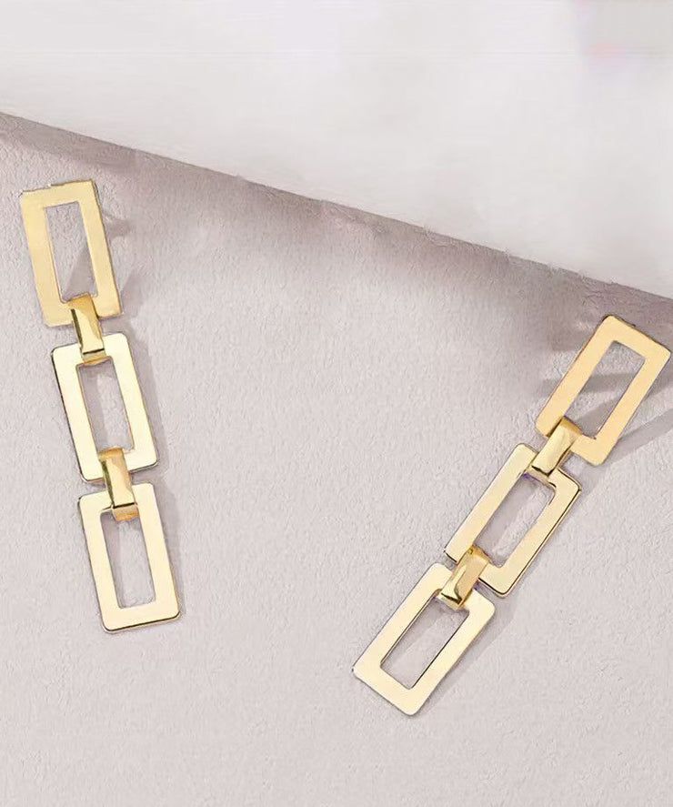 Bohemian Gold Copper Alloy Chain Drop Earrings, Bracelet And Lariat Necklace Three-Piece Set