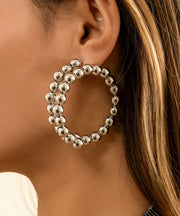 Bohemian Gold Metal Alloy Ball Hoop Earrings