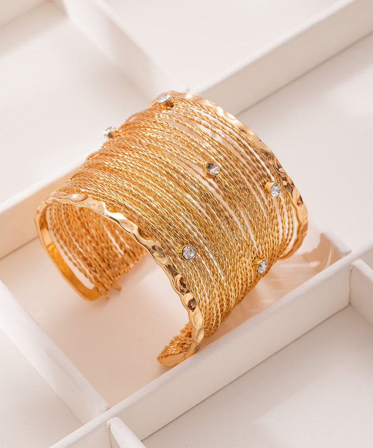 Bohemian Gold Metal Zircon Line Cuff