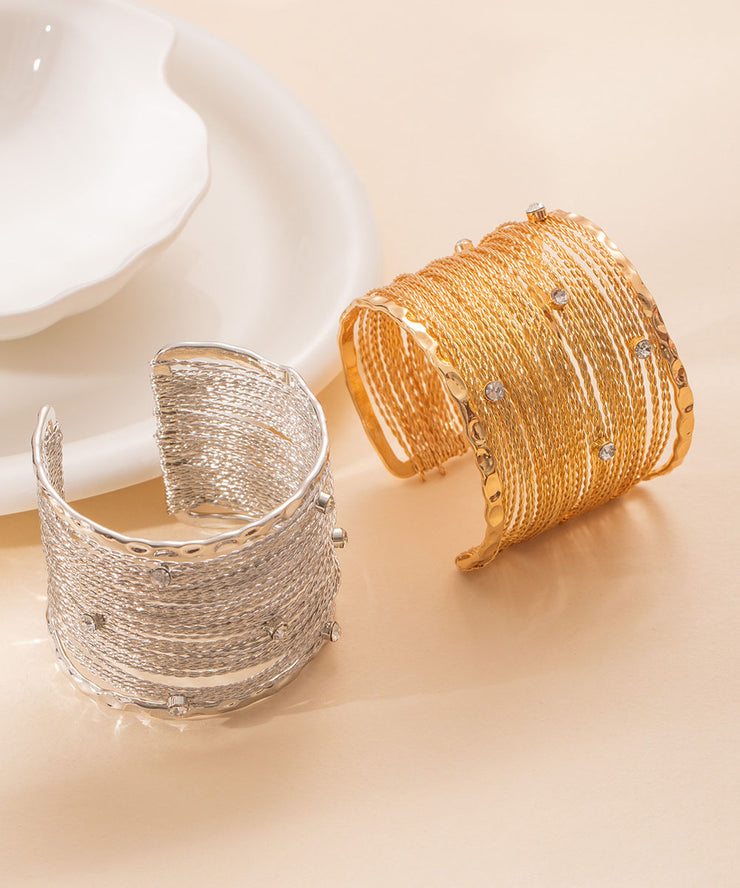 Bohemian Gold Metal Zircon Line Cuff