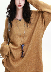 Bohemian Golden Oversized Wool Knit 2 Piece Outfit Spring