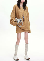 Bohemian Golden Oversized Wool Knit 2 Piece Outfit Spring