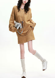 Bohemian Golden Oversized Wool Knit 2 Piece Outfit Spring