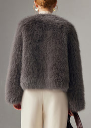 Bohemian Grey Fox Collar Thick Leather And Fur Coats Winter