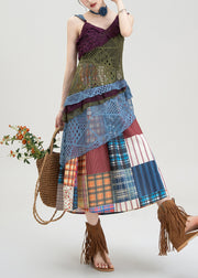 Bohemian Hollow Knitted Asymmetrical Suspender And Skirt Set Summer