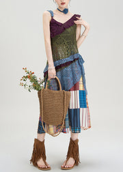 Bohemian Hollow Knitted Asymmetrical Suspender And Skirt Set Summer